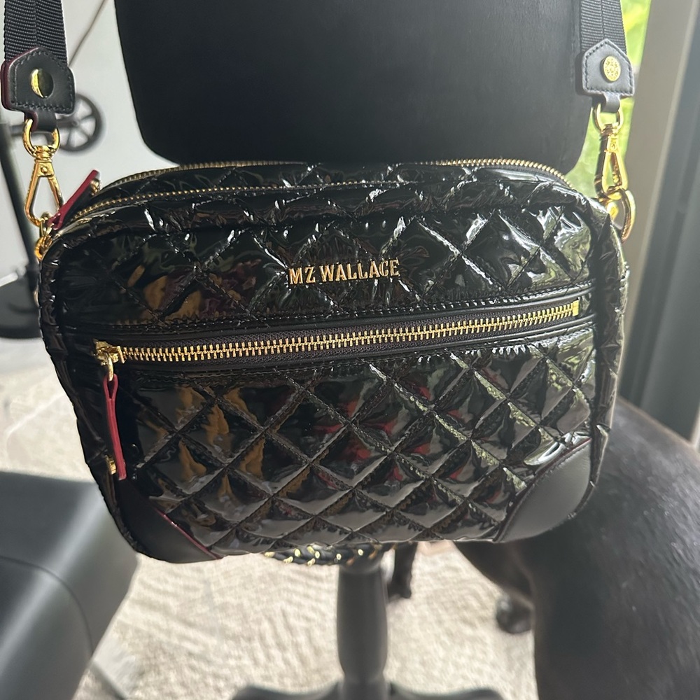 NWOT MZ Wallace Small Crosby bag in Black Lacquer!